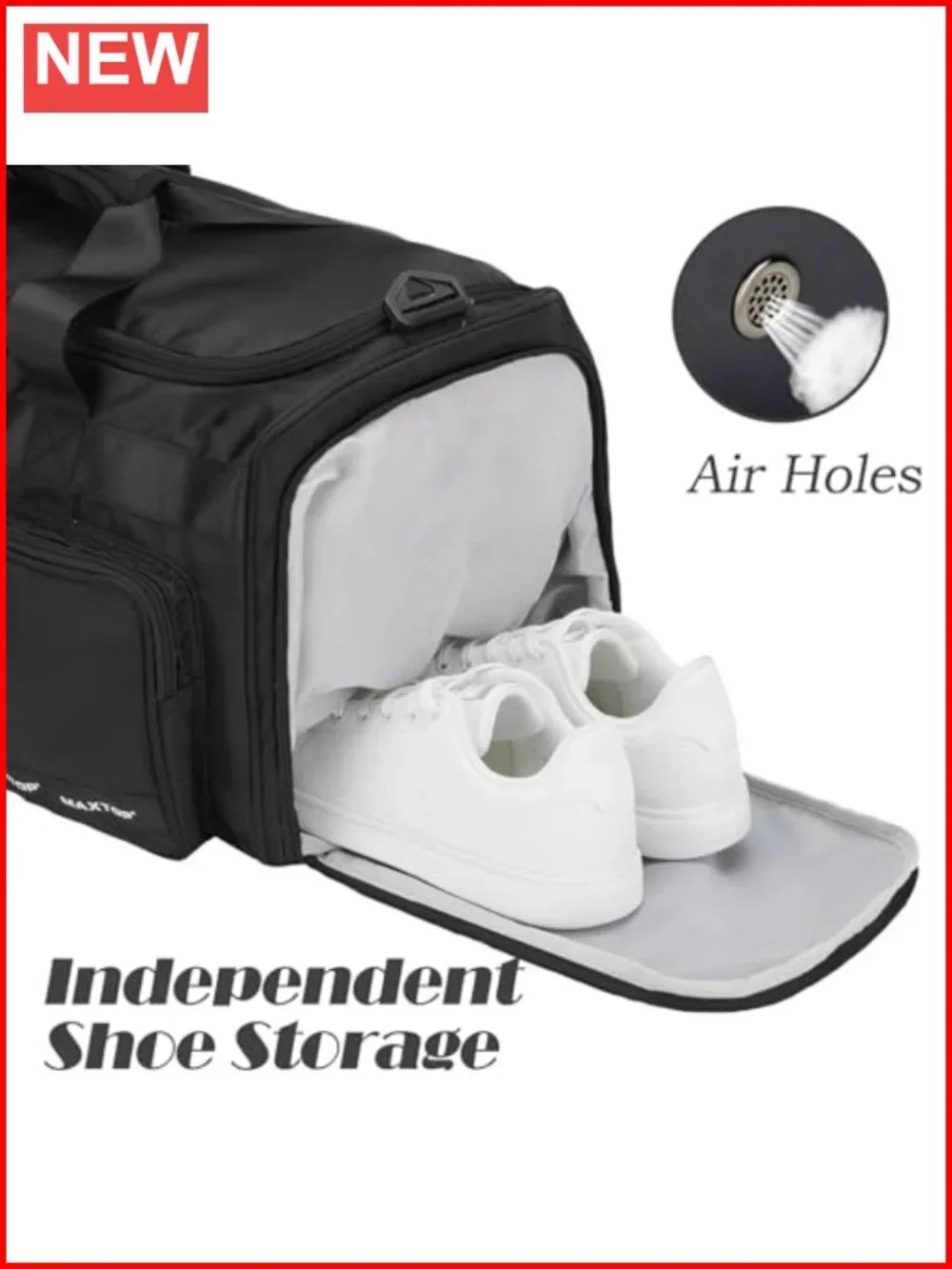 Large Travel Duffle Bag with Shoe Compartment, Nylon Weekender Carry On
